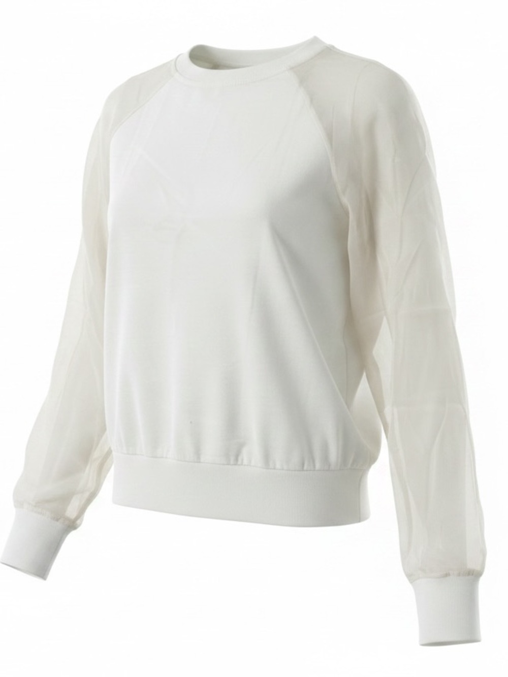 Equipment White Sheer-Sleeve Crewneck Sweatshirt